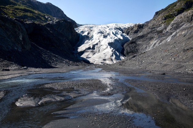 Melt runoff from Exit Glacier in Kenai Fjords National Park. About ten years ago, this spot would have still been part of the glacier. (Official White House Photo by Pete Souza)